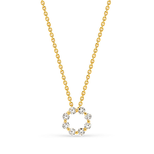 9K Gold Diamond Circle Pendant Necklace KJEF72970H