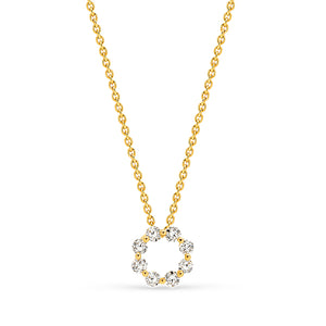 9K Gold Diamond Circle Pendant Necklace KJEF72970H