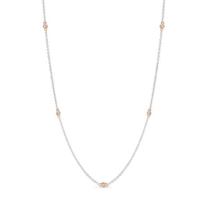 18K W/Y/R Gold 10 Gold Bezel Set Diamonds Necklace