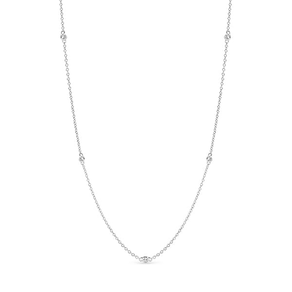 18K W/Y/R Gold 10 Gold Bezel Set Diamonds Necklace