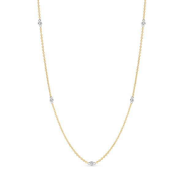 18K W/Y/R Gold 10 Gold Bezel Set Diamonds Necklace