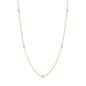 18K W/Y/R Gold 10 Gold Bezel Set Diamonds Necklace