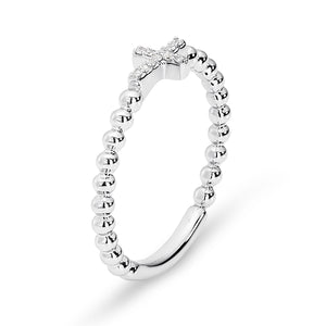 9K W/Y/R Pave Diamond Cross Ring