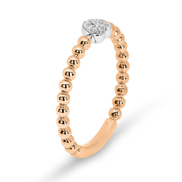 9K W/Y/R Gold Heart Diamond Ring