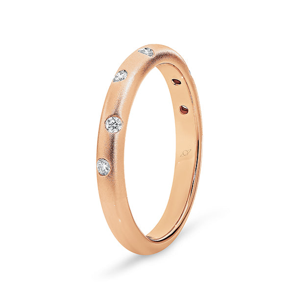 9K Rose Gold 2.60mm Matt Punched Set Diamond Ring KJRS0416B