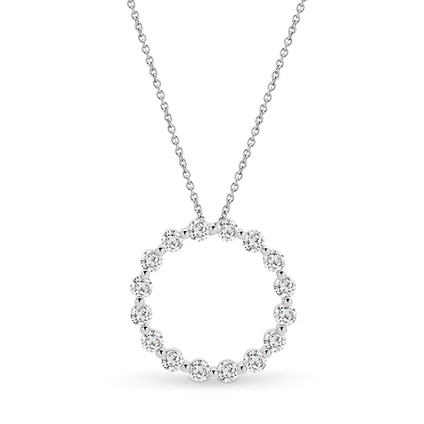 9K W/Y/R Open Circle Diamond Pendant