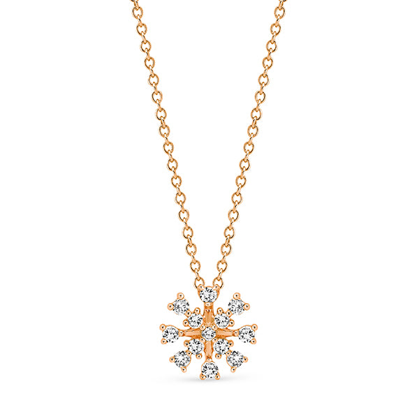9K W/Y/R Gold Cluster set Diamond Necklace Chain