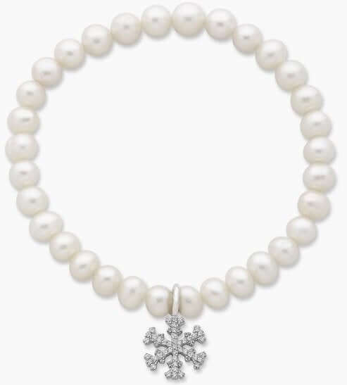 Sterling Silver Freshwater Pearl Bracelet with Snowflake charm