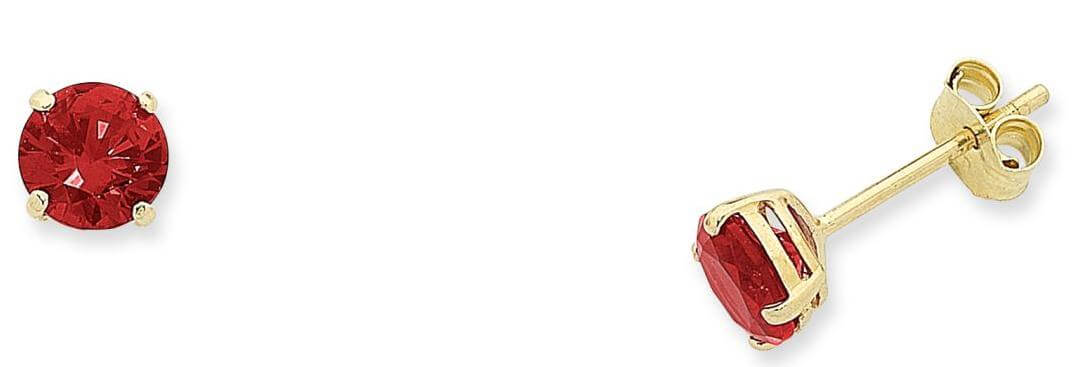 9K Gold Natural Ruby Studs