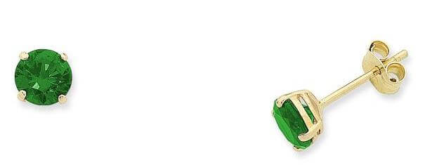 9K Yellow Gold Natural Emerald Studs