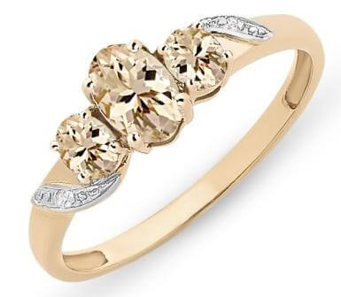 9K Rose Gold Morganite &amp; Diamond Ladies Ring