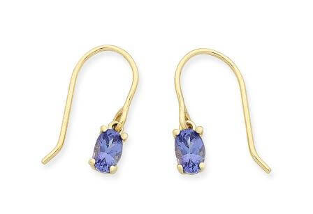9K Yellow Gold Drop Tanzanite Earrings