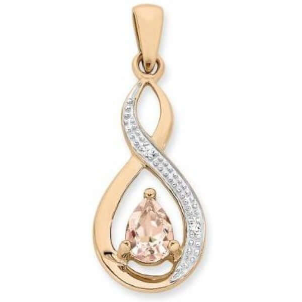 9K Rose Gold Morganite and Diamond Pendant