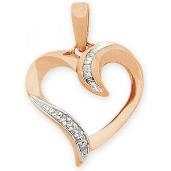 9K Rose Gold Heart Shape Diamond Pendant
