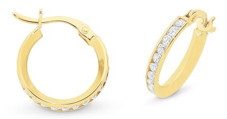 9K Yellow Gold CZ Huggies