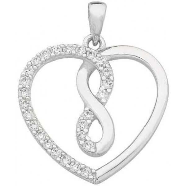 Sterling Silver Infintiy Heart CZ Pendant