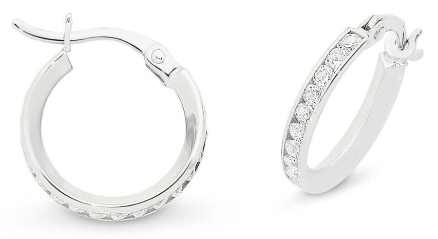 9K White Gold CZ Hoops M2932