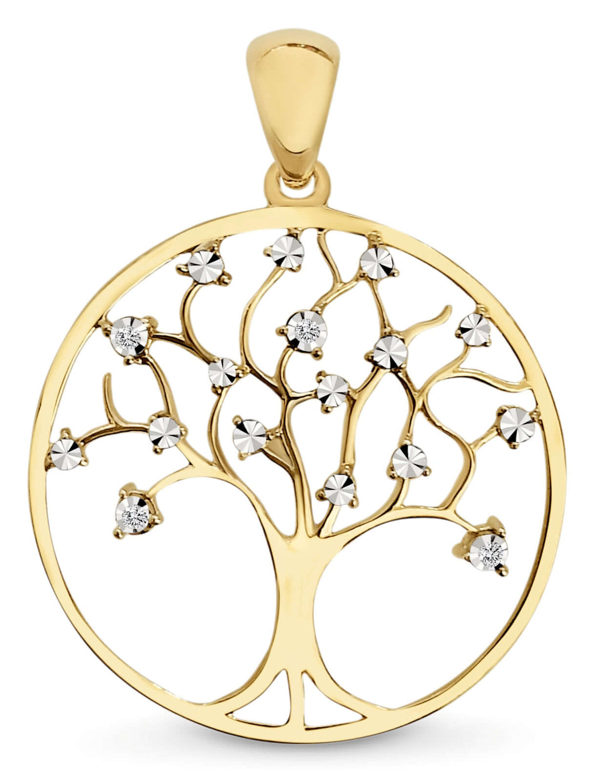 9K Yellow Gold Tree of Life Diamond Pendant