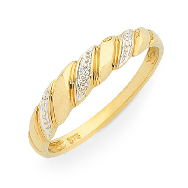 9Ct Yellow Gold Diamond Set Ladies Ring