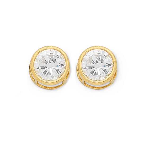 9K Yellow Gold CZ Studs