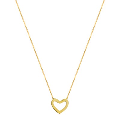 10K Yellow Gold Open Heart Pendant with Trace Link Chain MF023982