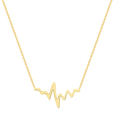9K Yellow Gold Heart Beat Plain Gold Necklace 45cm