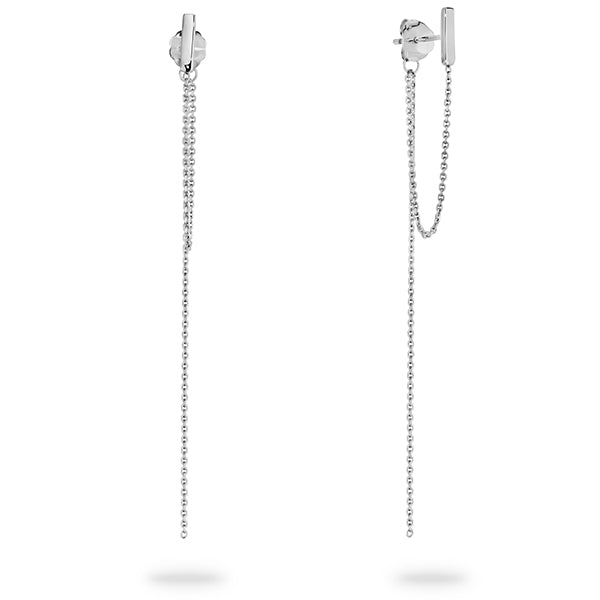 9K Gold Bar Stud with Trace Chain Gold Earrings MF025090