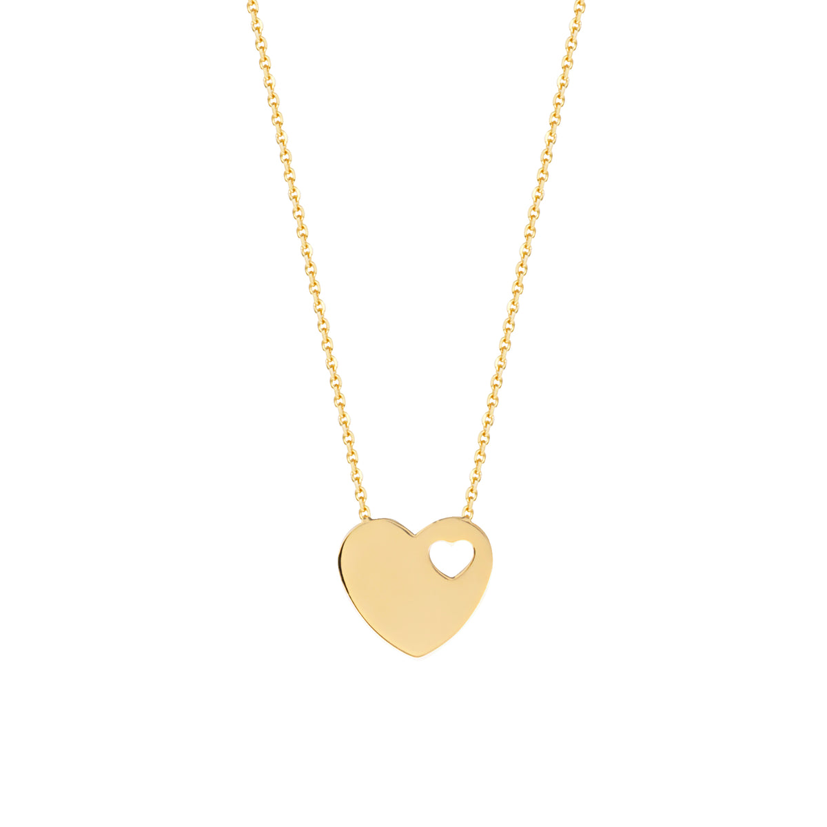 9K Yellow Gold 45cm Trace Chain/Yellow Gold Heart 45cm