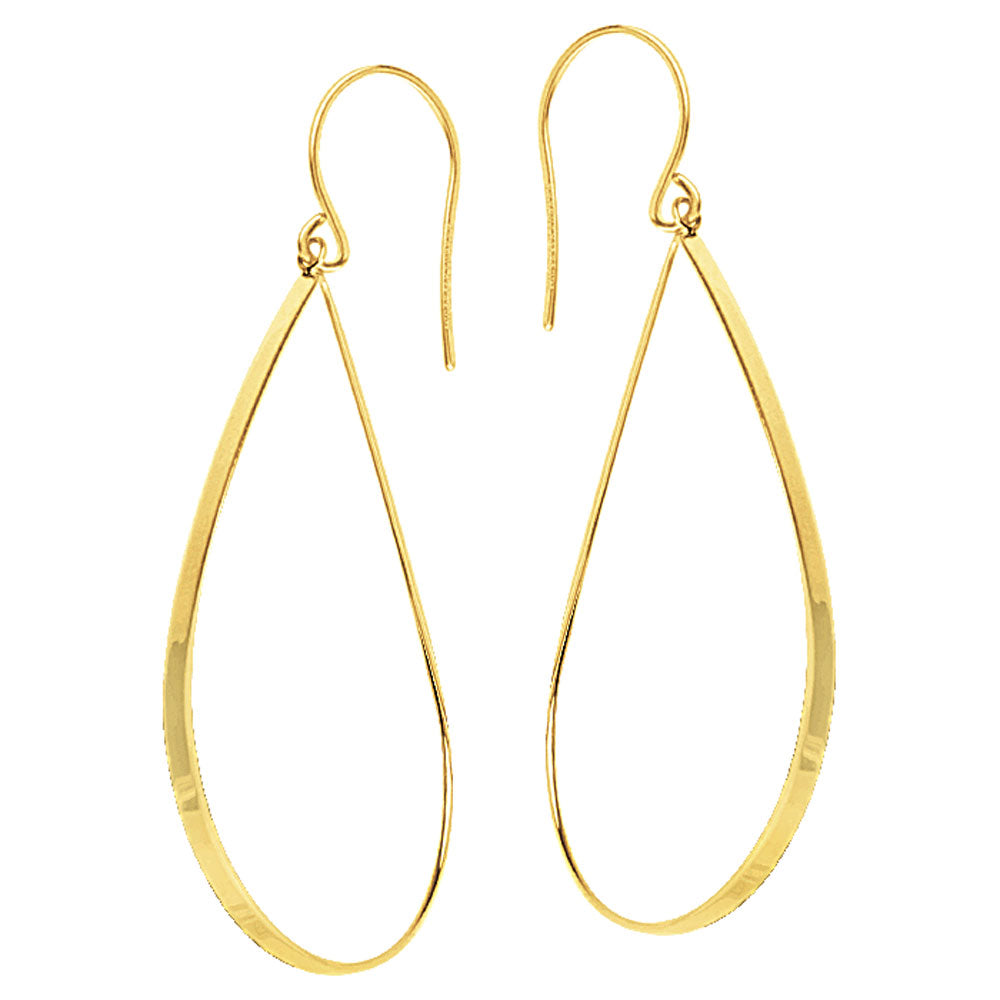 10K Yellow Gold Open Pear Shape Profile Drop Earrings MF025211