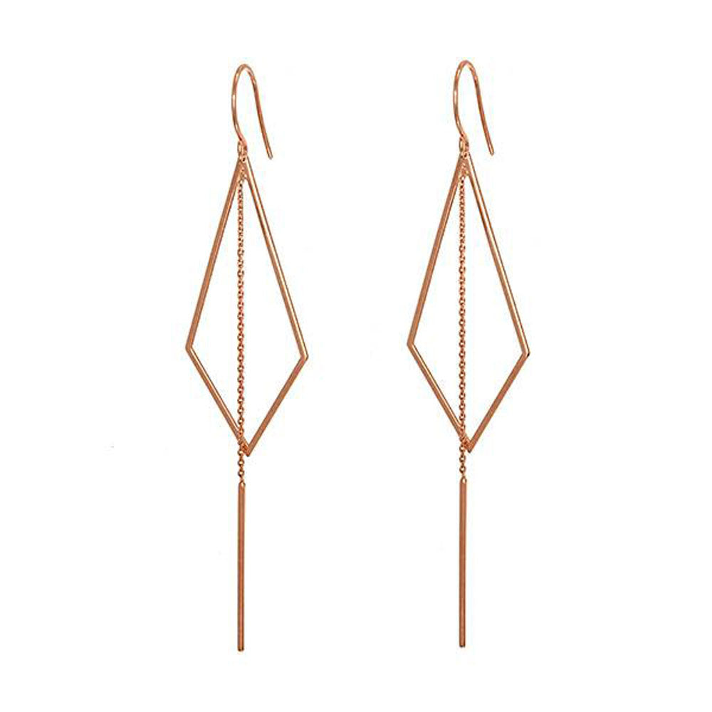 10K Gold Kite Shape Drop with Trace Chain Earrings MF025260