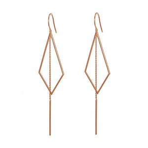 10K Gold Kite Shape Drop with Trace Chain Earrings MF025260