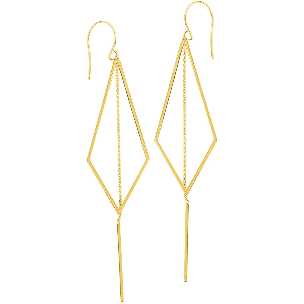 10K Gold Kite Shape Drop with Trace Chain Earrings MF025260