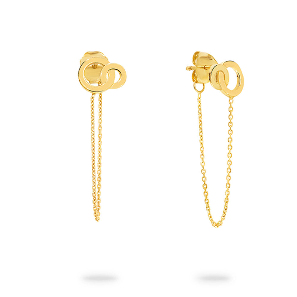 9K Yellow Gold Double Circle Trace Chain Earrings MF027858
