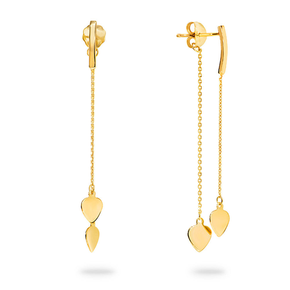 9K Yellow Gold Arc with Tassle Heart Drop Earrings MF027861