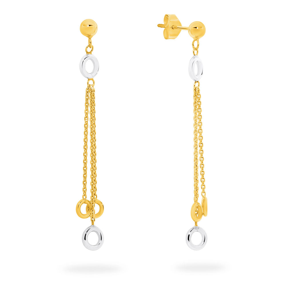 9K Gold Ball Stud Whiet Open Circle with Trace chain Drop MF028082