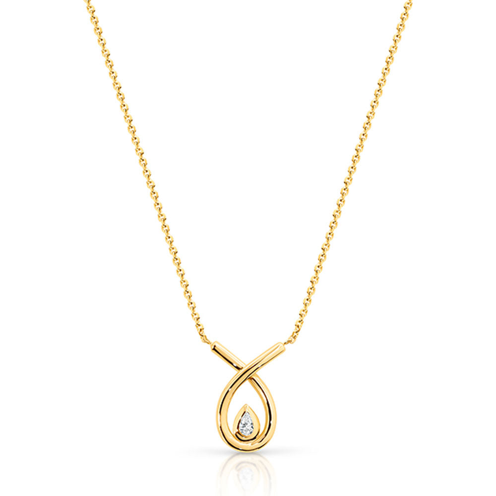 9KY Bezel Set Diamond Entwined Necklace
