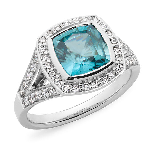 AQUAMARINE &amp; DIAMOND DRESS RING 3003-18WAQD-B3