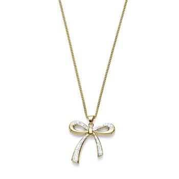 9CT Yellow Gold CZ Bow Pendant CH8813
