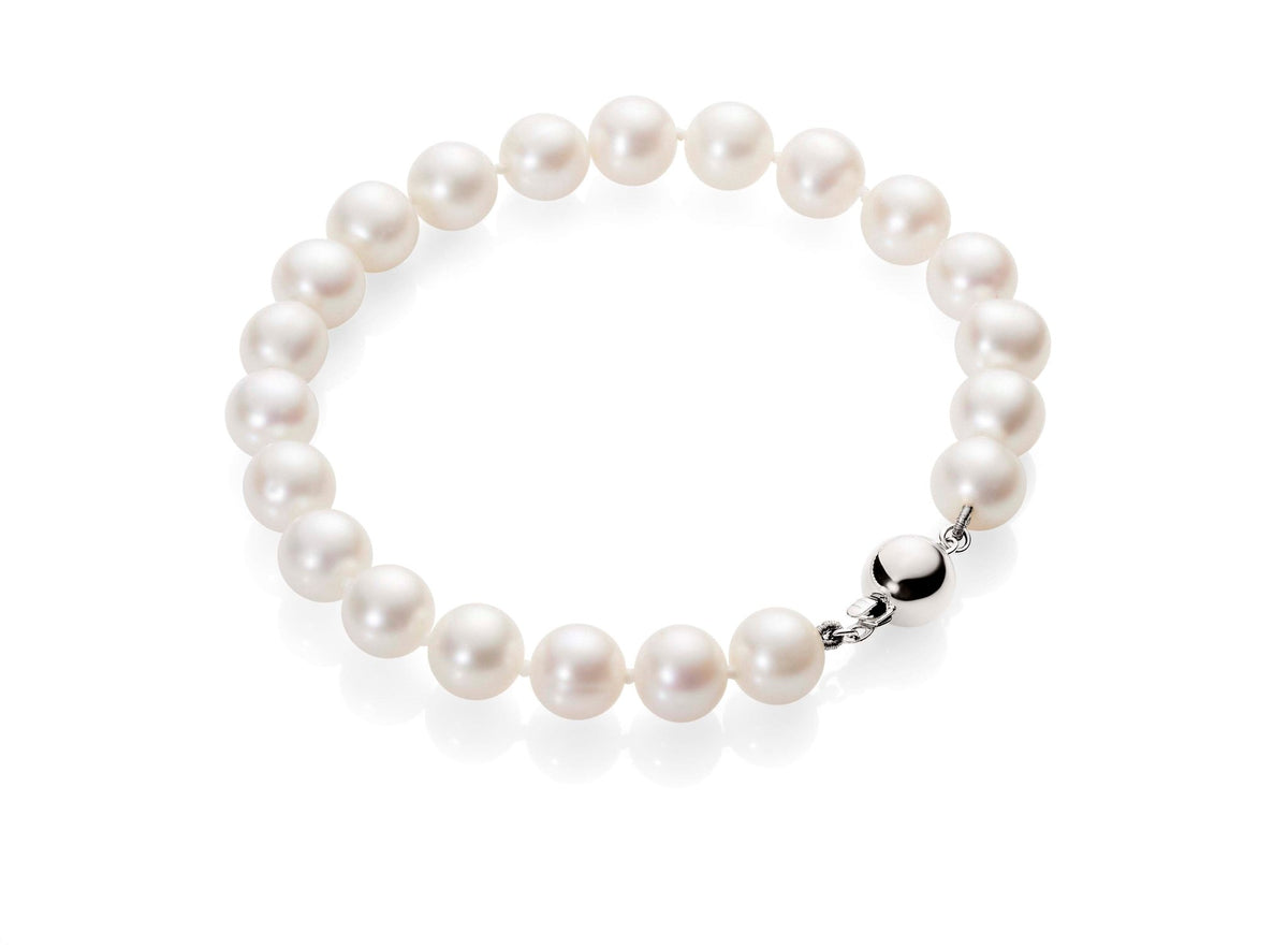 8-8.5mm freshwater pearl 20cm bracelet strand with polished SS clasp