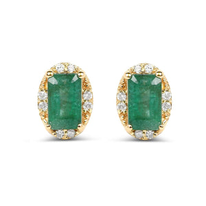 14KY Emerald and Diamond Earrings