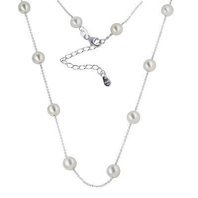 Sterling Silver Freshwater Cultured Pearl Necklace 42cm + 5cm extender