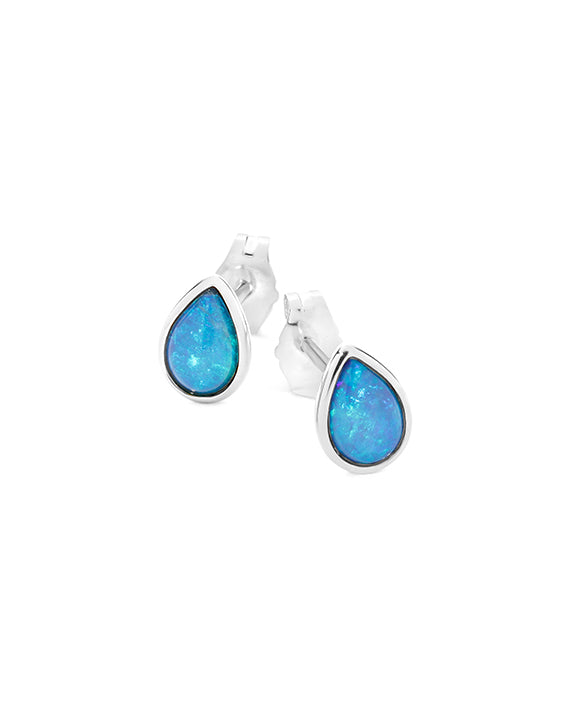 Sterling Silver Light Opal Tear Drop Earrings
