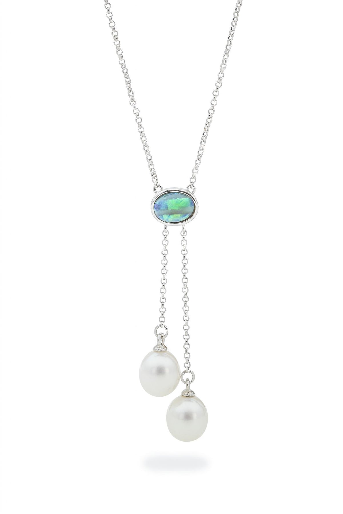 Solid Opal with Drop Sterling FWP Lariat