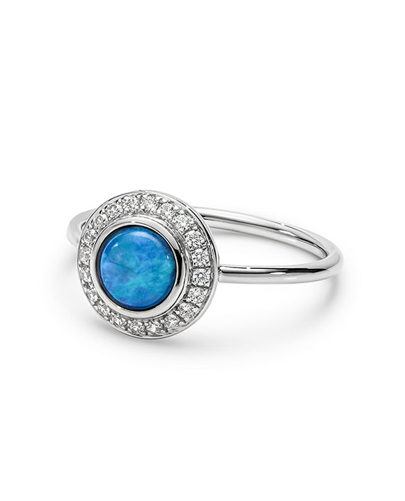 Sterling Silver Light Solid Opal CZ Ladies Ring