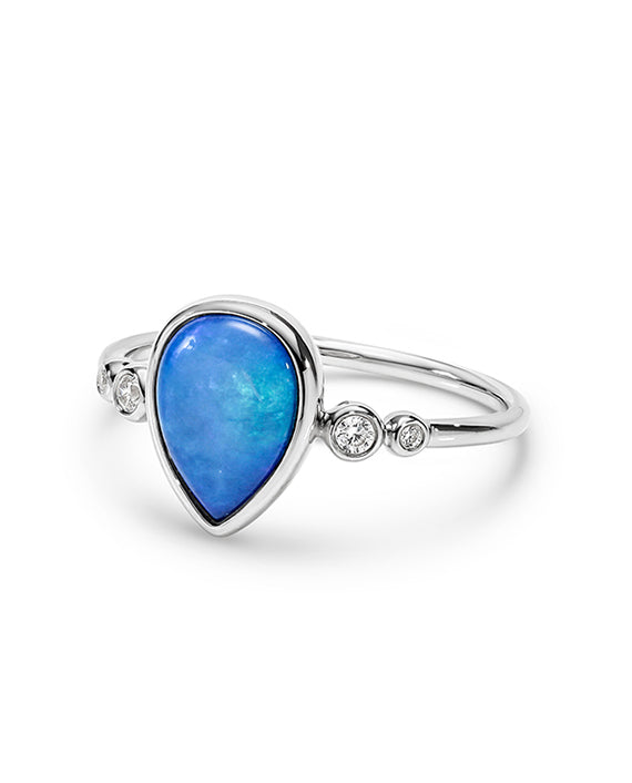 Sterling Silver Light Opal Ladies Ring