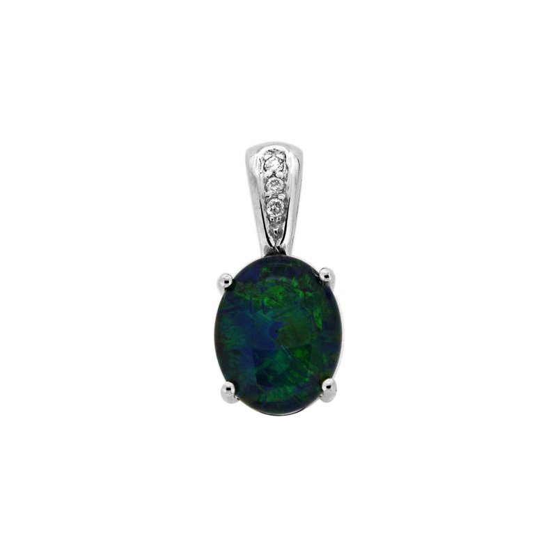 9K White Gold Monique Triplet Opal Pendant 10x8