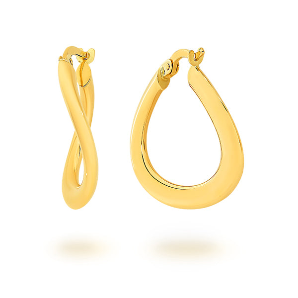 9K Yellow Gold Polished Curved Hoop Earrings PSE1449KY