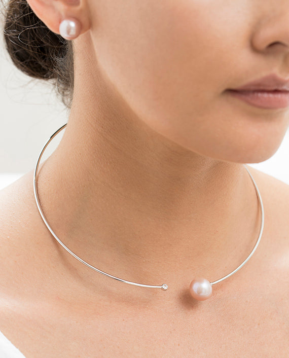 Pink Edison Freshwater Pearl Choker with Cubic Zirconia