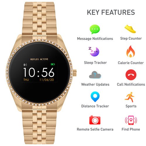 Reflex Active Series 3 Gold Crystal Link Smart Watch RA03-4046