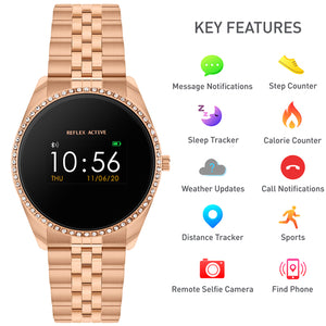 Reflex Active Series 3 Rose Gold Crystal Link Smart Watch RA03-4048